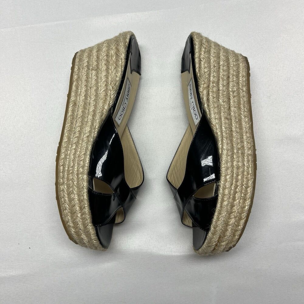 Jimmy Choo Black Platform Espadrille Sandals - Picture 5 of 10